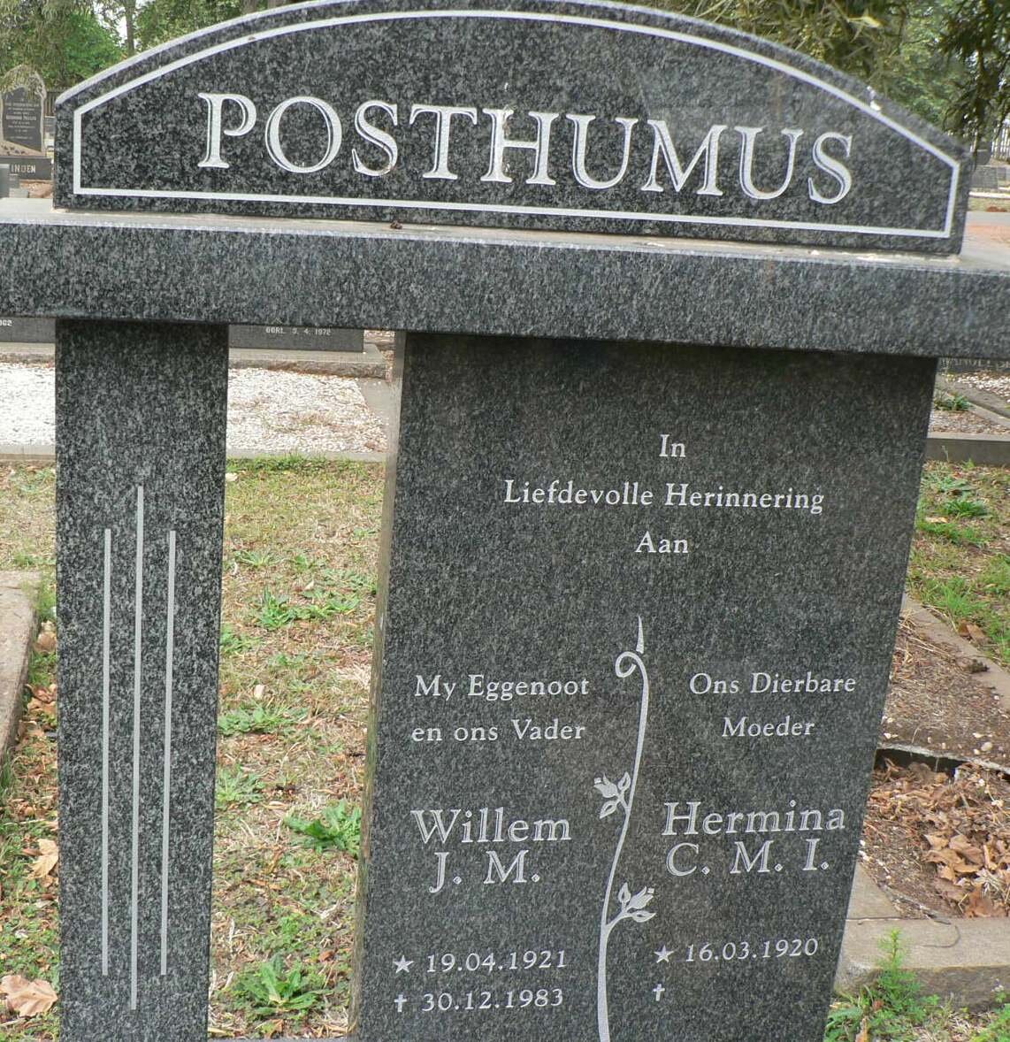POSTHUMUS Willem J.M. 1921-1983 &amp; Hermina C.M.I. 1920-