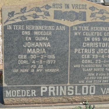 PRINSLOO Christoffel Petrus Jochemus 1908-1961 &amp; Johanna Maria 1915-1977