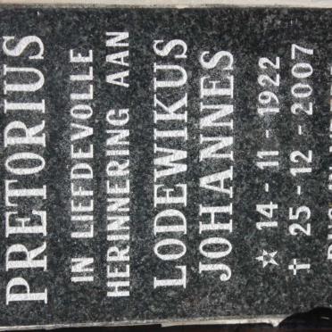 PRETORIUS Lodewikus Johannes 1922-2007