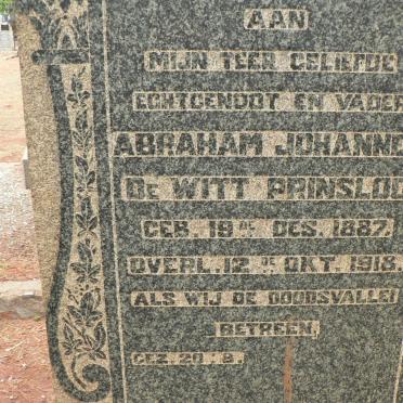 PRINSLOO Abraham Johannes De Witt 1887-1918