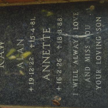 RAW Alan 1922-1981 &amp; Annette 1926-1988