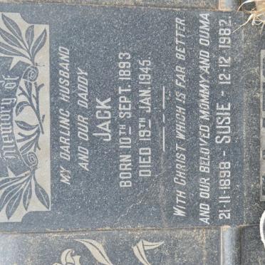 RAATS Jack 1893-1945 &amp; Susie 1898-1982