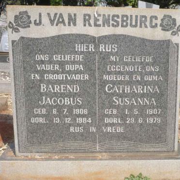 RENSBURG Barend Jacobus, J. van 1906-1984 &amp; Catharina Susanna 1907-1979
