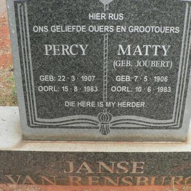 RENSBURG Percy, Janse van 1907-1983 &amp; Matty JOUBERT 1906-1983