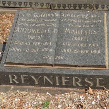 REYNIERSE Marinus 190?-1960 &amp; Antoinette C. 1914-1984