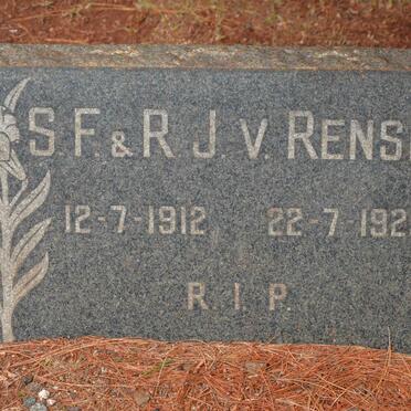 RENSBURG S.F., J.v.  -1912 &amp; R. -1925