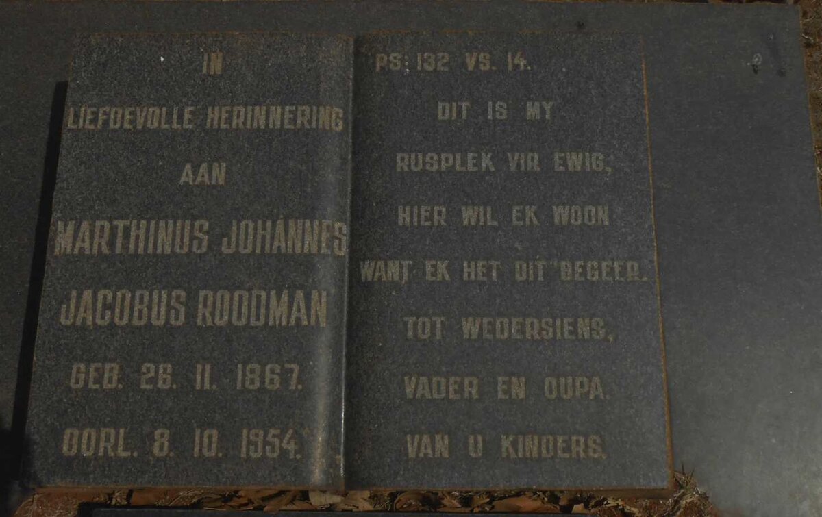 ROODMAN Marthinus Johannes Jacobus 1867-1954