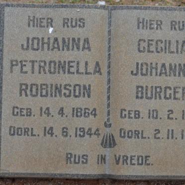 ROBINSON Johanna Petronella 1864-1944 :: BURGER Cecilia Johanna 1894-1960