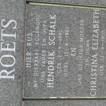 ROETS Hendrik Schalk 1892-1962 &amp; Christina Elizabeth 1905-1983