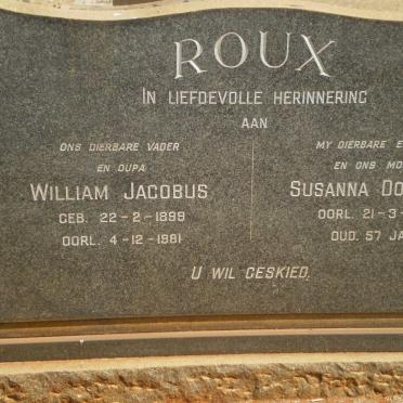 ROUX William Jacobus 1899-1981 &amp; Susanna Dorothea -1960