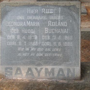 SAAYMAN Roland Buchanan 1885-1965 &amp; Leonora Maria HUGO 1876-1965