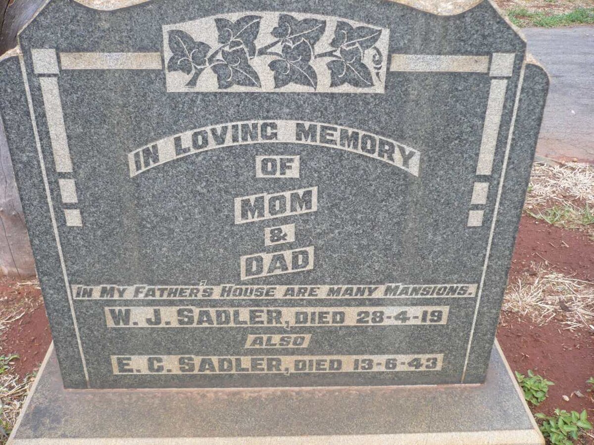 SADLER E.C. -1943 &amp; W.J. -1919