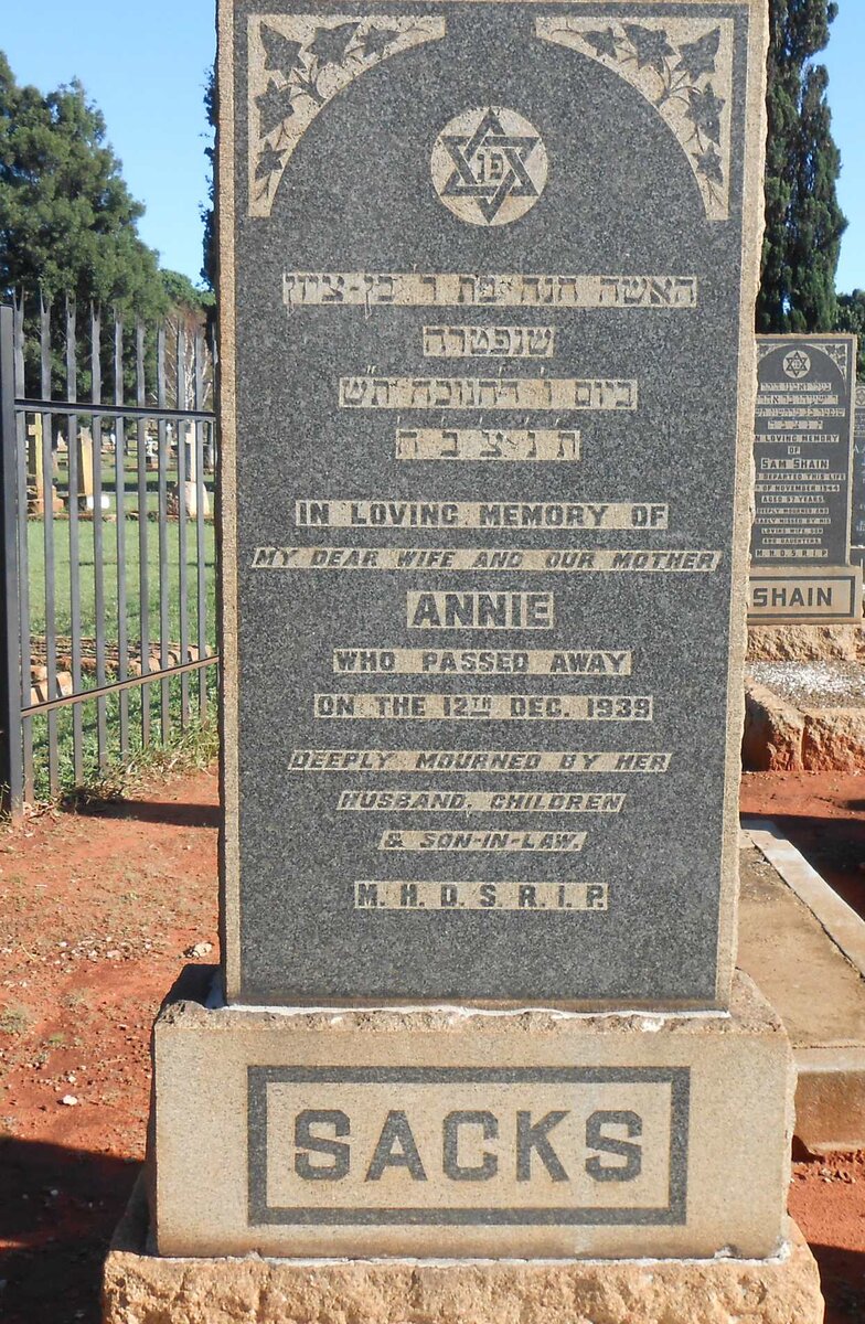 SACKS Annie -1939