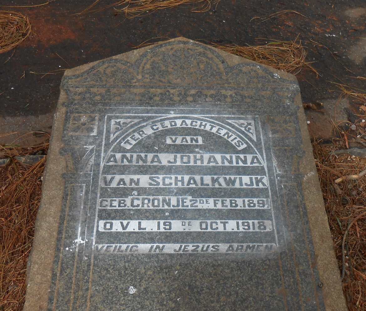 SCHALKWIJK Anna Johanna, van nee CRONJE 1891-1918