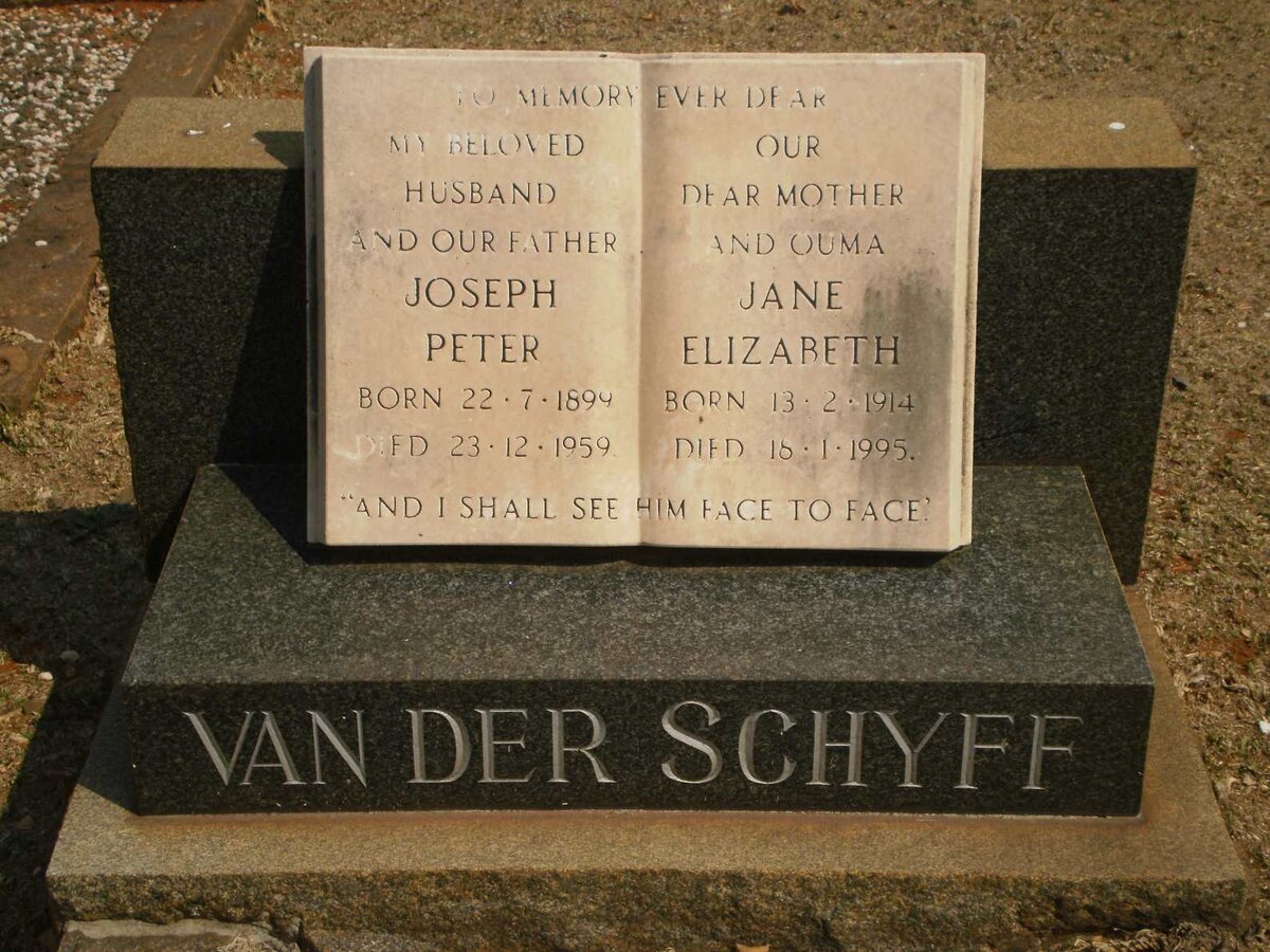 SCHYFF Joseph Peter, van der 1899-1959 &amp; Jane Elizabeth 1914-1995