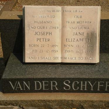 SCHYFF Joseph Peter, van der 1899-1959 &amp; Jane Elizabeth 1914-1995