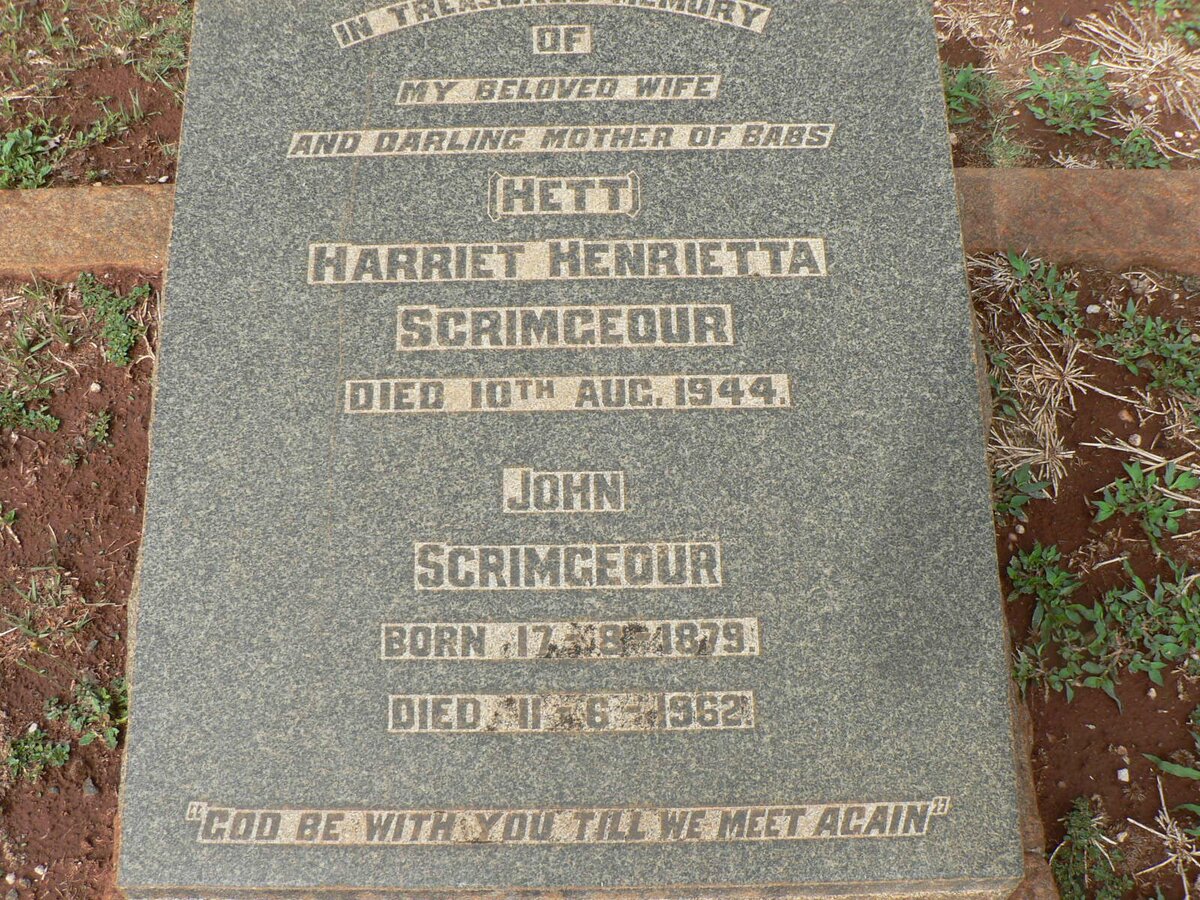 SCRIMGEOUR John 1879-1962 &amp; Harriet Henrietta -1944