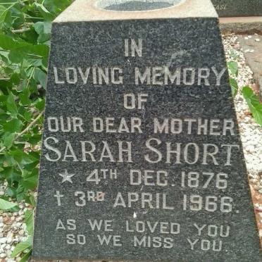 SHORT Sarah 1876-1966