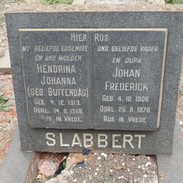 SLABBERT Johan Frederick 1908-1978 &amp; Hendrina Johanna BUITENDAG 1913-1958