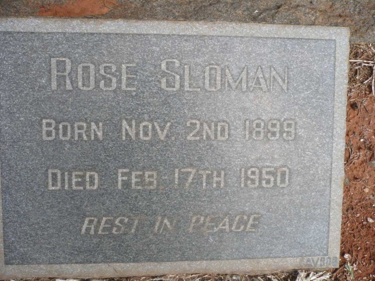 SLOMAN Rose 1899-1950