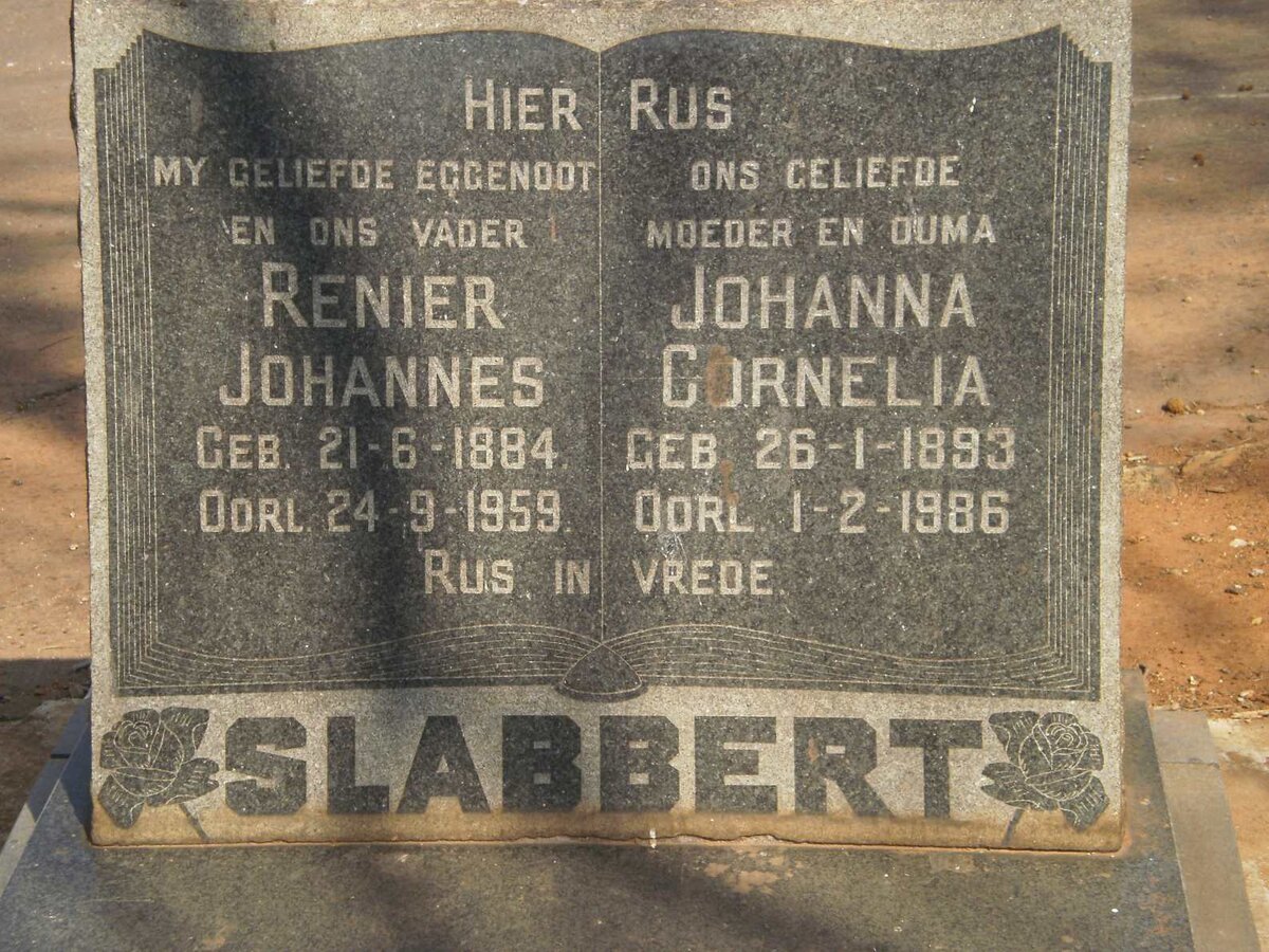 SLABBERT Renier Johannes 1884-1959 &amp; Johanna Cornelia 1893-1986