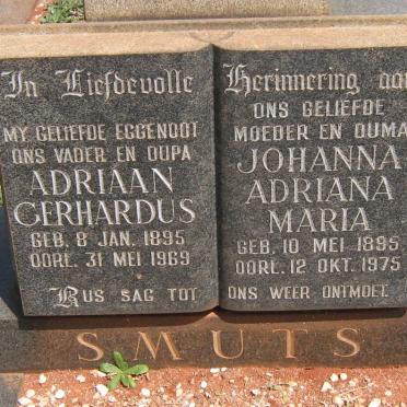SMUTS Adriaan Gerhardus 1895-1969 &amp; Johanna Adriana Maria 1895-1975