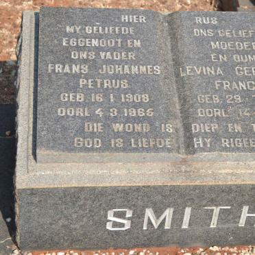 SMITH Frans Johannes Petrus 1908-1965 &amp; Levina Gertruida Francina 1914-1997