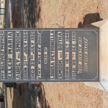 SMOOK Louisa Petronella nee BOTHA 1846-1916 :: AURET Ellen Maria nee SMOOK 1864-1921