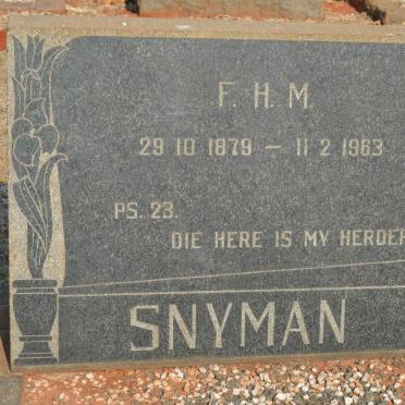 SNYMAN F.H.M. 1879-1963