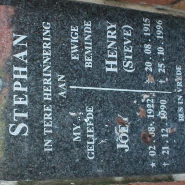 STEPHAN Henry 1915-1996 &amp; Joey 1922-1990