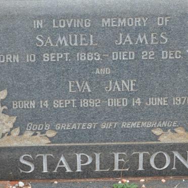 STAPLETON Samuel James 1883-1958 &amp; Eva Jane 1892-1970
