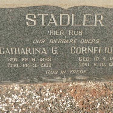 STADLER Cornelius J. 1882-1960 &amp; Catharina G. 18?3-1968