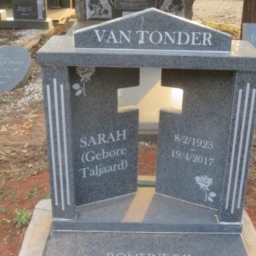 TONDER Sarah, van nee TALJAARD 1923-2017