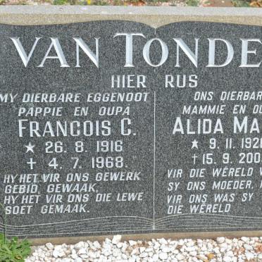 TONDER Francois C., van 1916-1968 &amp; Alida Maria 1921-2003