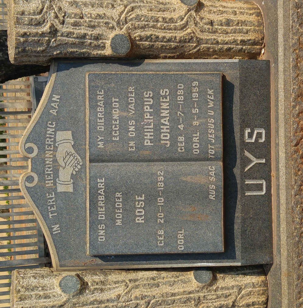 UYS Philippus Johannes 1880-1959 &amp; Rose 1892-