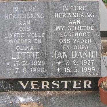 VERSTER Jan Daniel 1927-1989 &amp; Lettie 1929-1996