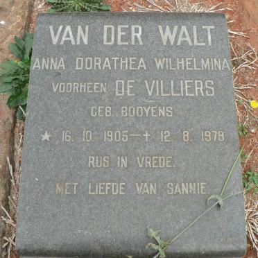 VILLIERS Johan Daniel Etzard, de 1889-1957 &amp; Anna Dorathea Wilhelmina VAN DER WALT nee BOOYENS 1905-1979