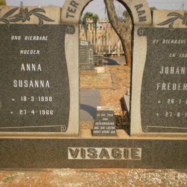 VISAGIE Johannes Frederick 1898-1963 &amp; Anna Susanna 1898-1966