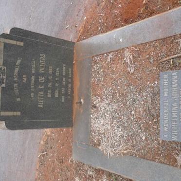 VILLIERS Aletta C., de 1862-1954 :: McGOWN Wilhelmina Johanna 1883-1970