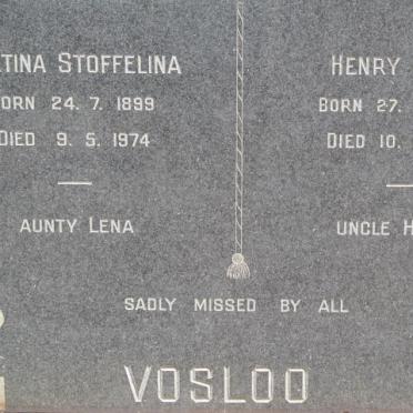 VOSLOO Henry George 1896-1959 &amp; Bartina Stoffelina 1899-1974
