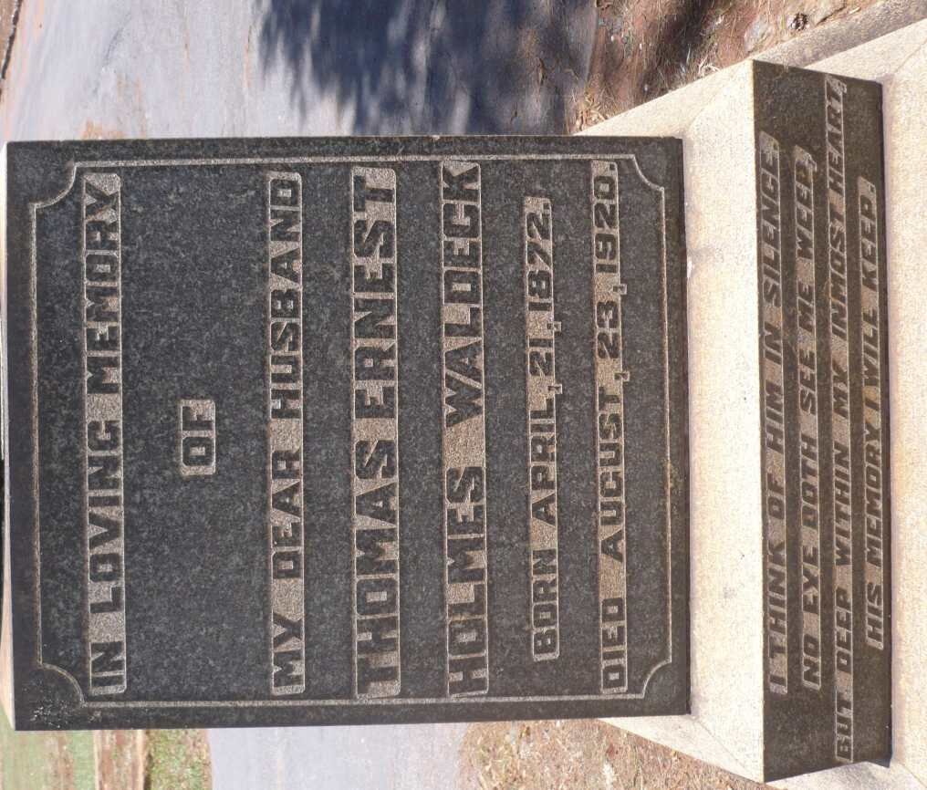 WALDECK Thomas Ernest Holmes 1872-1920