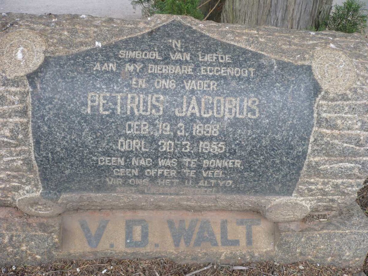 WALT Petrus Jacobus, v.d. 1898-1955