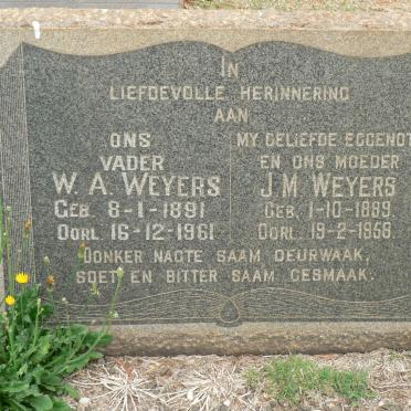 WEYERS W.A. 1891-1961 &amp; J.M. 1889-1958