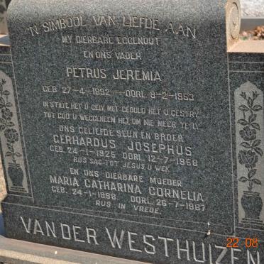 WESTHUIZEN Petrus Jeremia, van der 1892-1953 &amp; Maria Catharina Cornelia 1898-1967