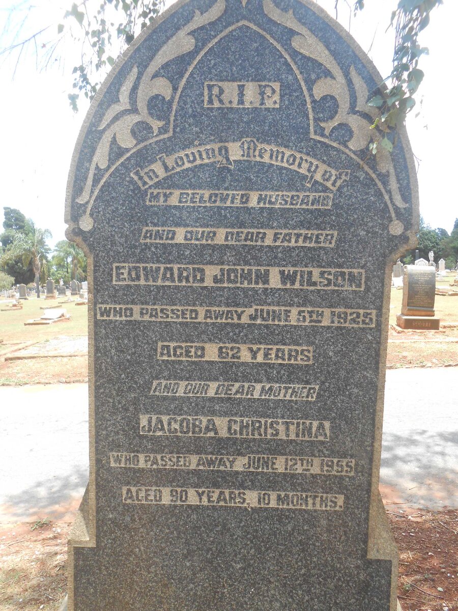 WILSON Edward John -1925 &amp; Jacoba Christina -1955