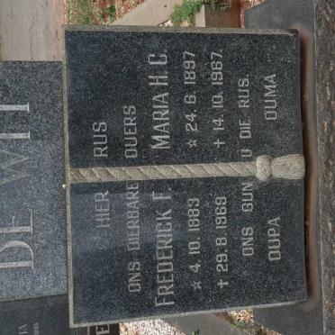 WIT Frederick F., de 1883-1969 &amp; Maria H.C. 1897-1967