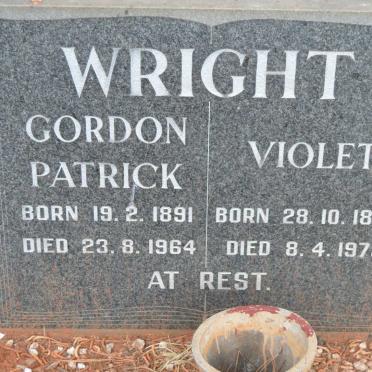 WRIGHT Gordon Patrick 1891-1964 &amp; Violet 1899-1979