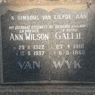WYK Gallie, van 1918-1963 :: WILSON Ann 1922-1997