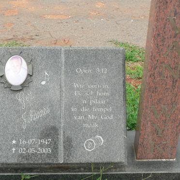 WYK Gert Johannes, van 1947-2003