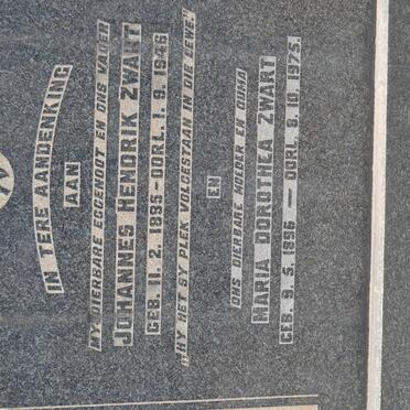 ZWART Johannes Hendrik 1895-1946 &amp; Maria Dorothea 1896-1975